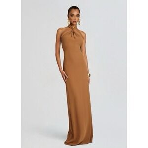 Bananhot Rocco Dress NWT Brown Tobacco Halter Maxi Dress‎ Size M Beach Boho